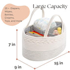 luxury little Diaper Caddy Organizer, Large Cotton Rope Nursery Baby Basket - Image 3