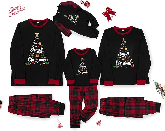 Awoscut Christmas Family Matching Pajamas Christmas Pjs Holiday Nightwear - Image 6
