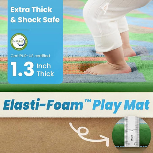 1.3" Thick Educational Baby Floor Play Mat 59x79, Basic Padded Memory Foam Kids - Image 2