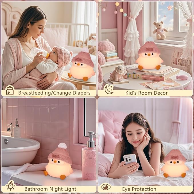 Penguin Silicone Night Light, Cute Pink Penguin Lamp - Image 5