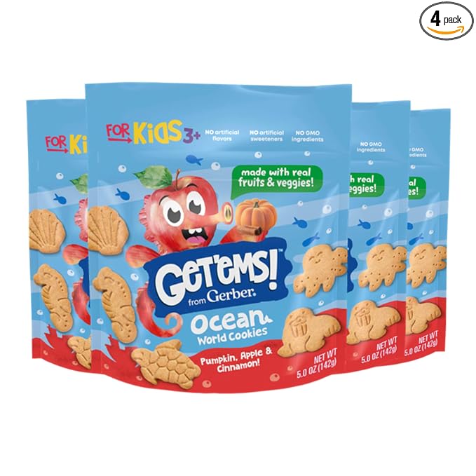 Get'ems! from Gerber Pumpkin, Apple & Cinnamon Ocean World Cookies, Kids Snack by Getems