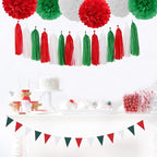 Red-Green White Christmas Party-Decorations Tassel-Garland -15pcs Mexico Italy - Image 5