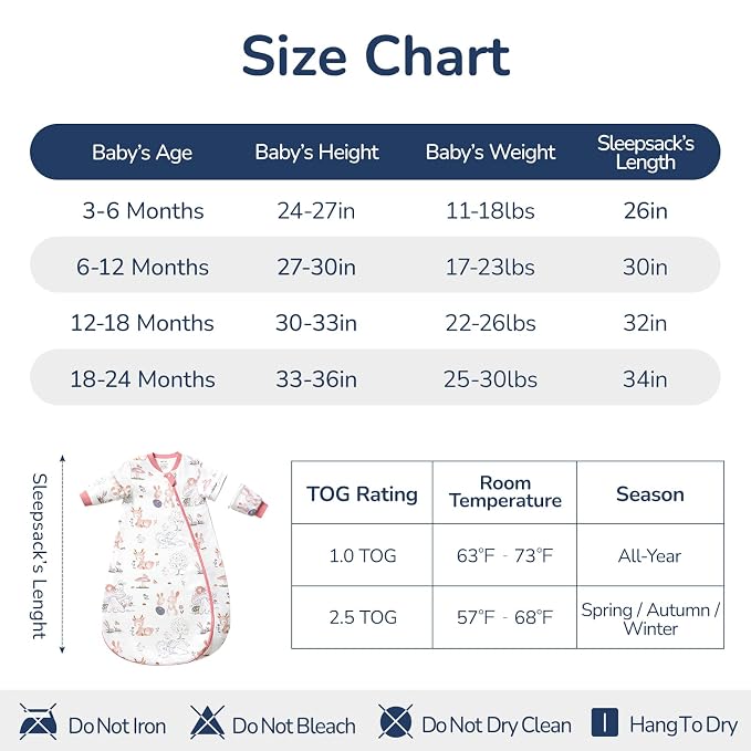 Baby Sleep Sack 12-18 Months, Cotton Detachable Long Sleeve Sleep Sack - Image 7