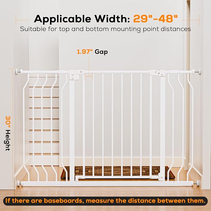 29-48" Baby Gate for Stairs, Baby Safety Essentials, Auto Close Gate for - Image 3
