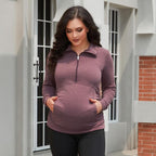 GINKANA Maternity Women's Long Sleeve Shirt Half Zipper Lapel Lightweight - Image 5