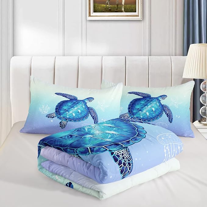 QOOMO Turtle Comforter Queen Size, Ocean Comforter Set - Image 4