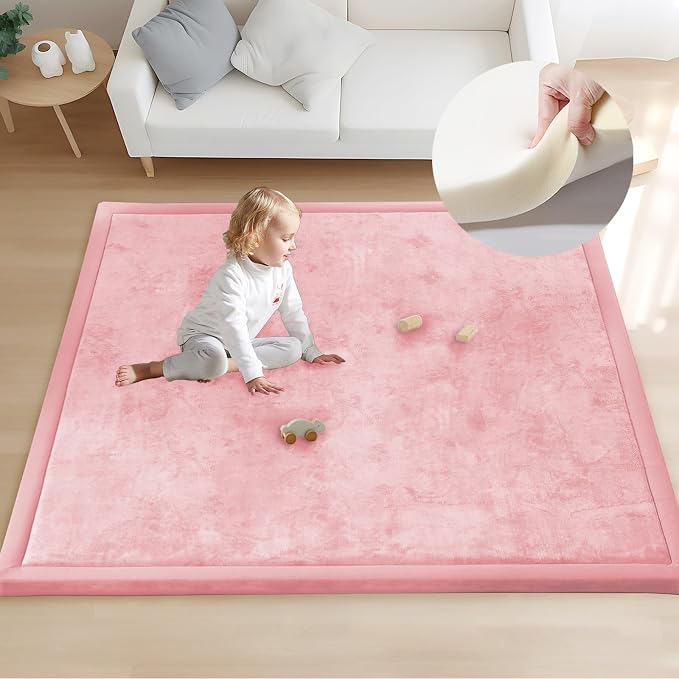 ACOMOPACK Baby Play Mat for Floor 1.3" Thick Memory Foam 50x50 Soft Velvet by ACOMOPACK