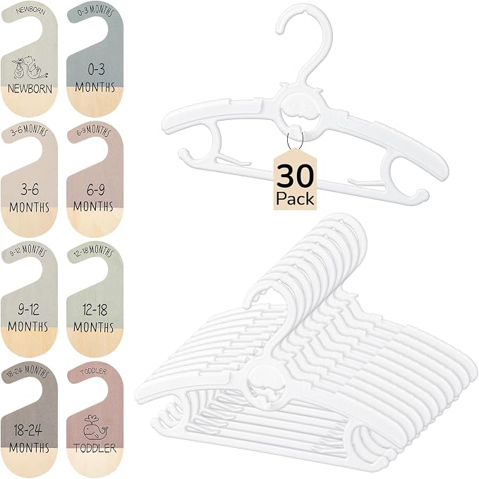 Hsei 30 Packs Baby Hangers for Nursery Closet by Hsei