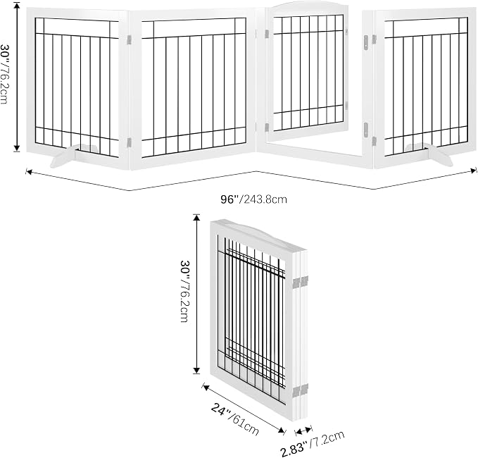 Vantas Folding Pet Gate 96" Wide, Freestanding Wire Pet Gate, Pet Puppy Safety - Image 5