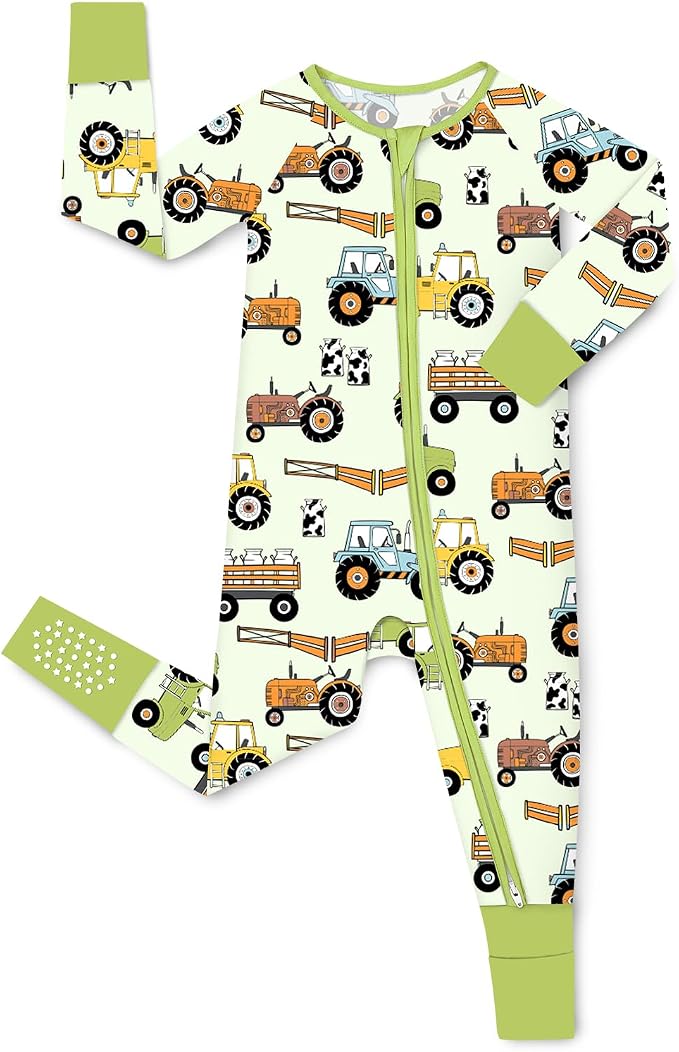 Bamboo Viscose Baby Convertible Footie Pajama, Zipper Pajamas by BabeeReshinee