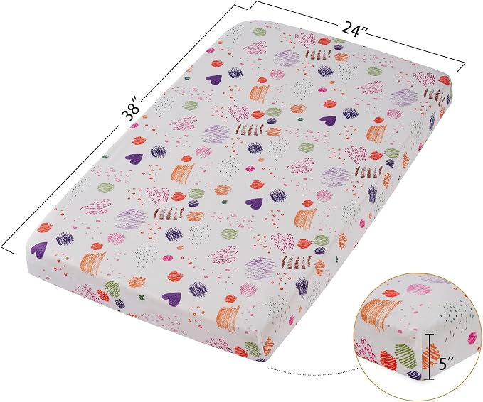 TILLYOU Mini Crib Sheets Fitted 2 Pack, Pack and Play Sheets - Image 4
