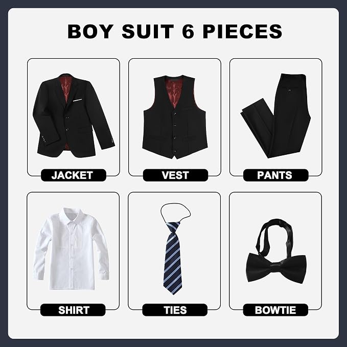 JPF Boy's Formal Suit Set Slim Fit Kids Tuxedo Suits - Image 2