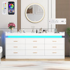 9 Drawer Dresser with LED Light and Charging Station, Wide Drawer Organizer - Image 5