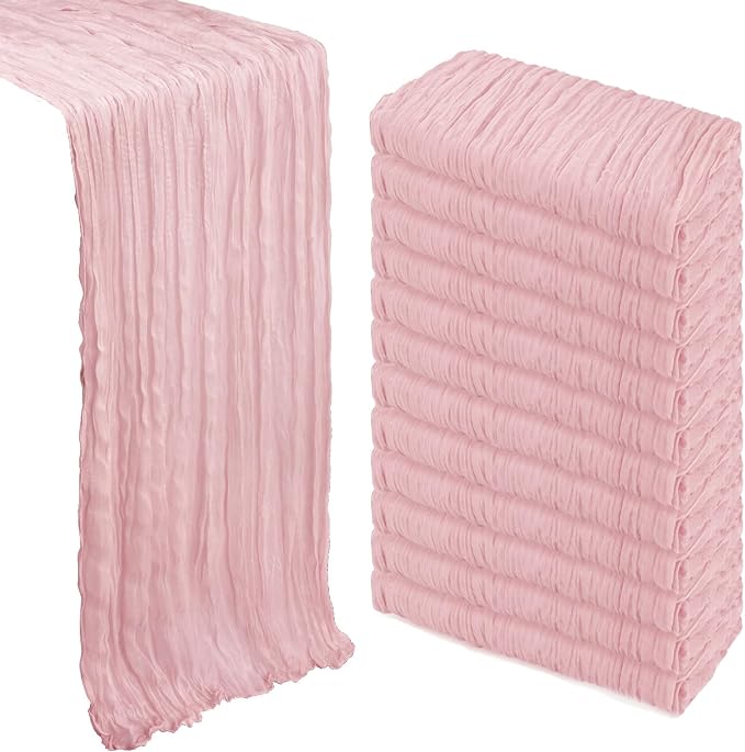 12 Pack Dusty Pink Cheesecloth Table Runner 10Ft Gauze Cheese Cloth Table by Heneger