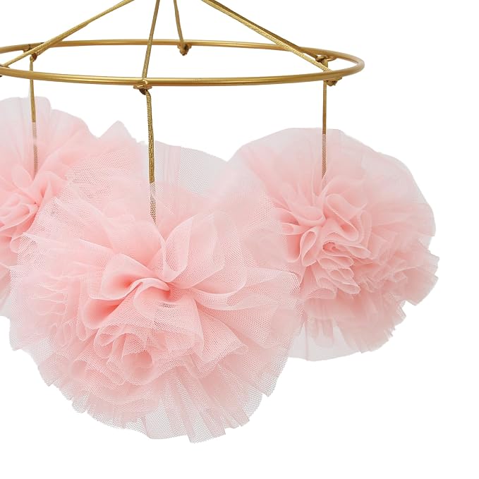 Lambs & Ivy Secret Garden Pink Pom Pom Musical Baby Crib Mobile Soother Toy - Image 3