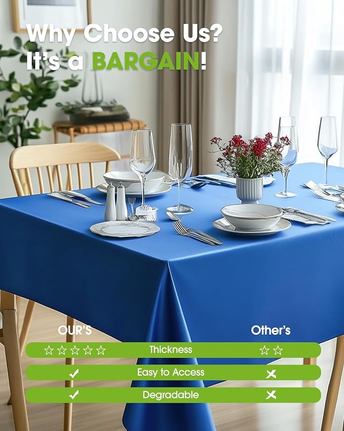 Pureegg Plastic Table Cloth Disposable 8 Pack, 54 x 108 Inch Table Cloths - Image 6