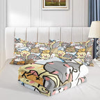 QOOMO Kawaii Cat Comforter King Size, Cute Cat Comforter Set - Image 4