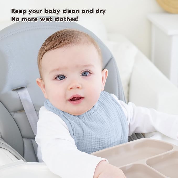 Susurration Muslin Baby Drool Bibs 10Pack Soft Square Adjustable Bandana Bibs - Image 3