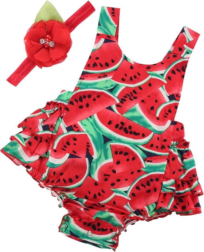 Baby Girl's Floral Print Ruffles Romper Summer Clothes by PrinceSasa