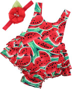Baby Girl's Floral Print Ruffles Romper Summer Clothes by PrinceSasa