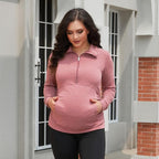 GINKANA Maternity Women's Long Sleeve Shirt Half Zipper Lapel Lightweight - Image 3