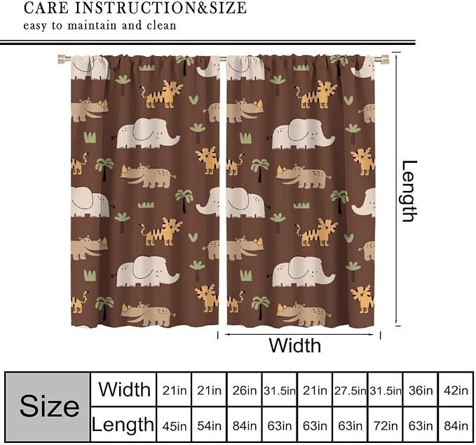 Jungle Safari Animals Blackout Curtains Cartoon Tropical Forest Animals - Image 7