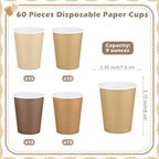 URATOT 60 Pieces 9 Ounce Brown Paper Cups Gradient Color Disposable Coffee Cups - Image 2