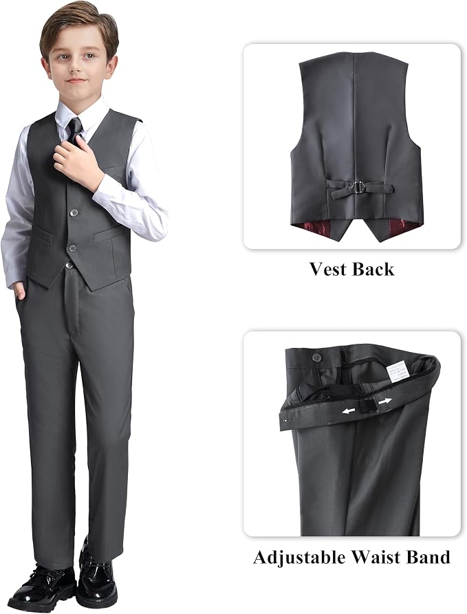 JPF Boy's Formal Suit Set Slim Fit Kids Tuxedo Suits - Image 3