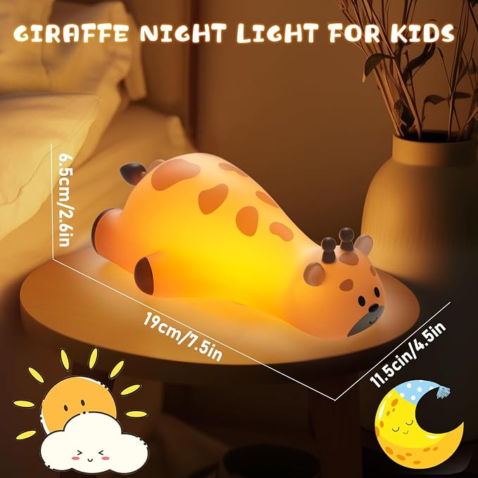 Cute Giraffe Night Light for Kids，3-Level Dimmable Nursery Nightlight, Silicone - Image 4