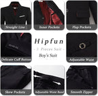 Boys' 3 Piece Suit Set with Suit Jacket, Formal Tuxedos Slim Fit Ring Bearer - Image 5