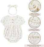 Newborn Baby Girl Clothes Cotton Bubble Romper Floral Short Sleeve Bodysuit 3 - Image 5