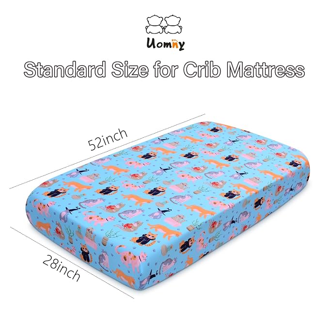 UOMNY Crib Sheet, Cat Crib Sheets Baby Sheet - Image 5