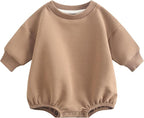 Bafeicao Baby Boy Girl Sweatshirt Romper Organic Cotton Solid Color Long Sleeve by Bafeicao