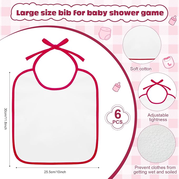 6 Sets Bottle Chug Baby Shower Games Juegos Para Plastic Baby Bottles Bibs - Image 3