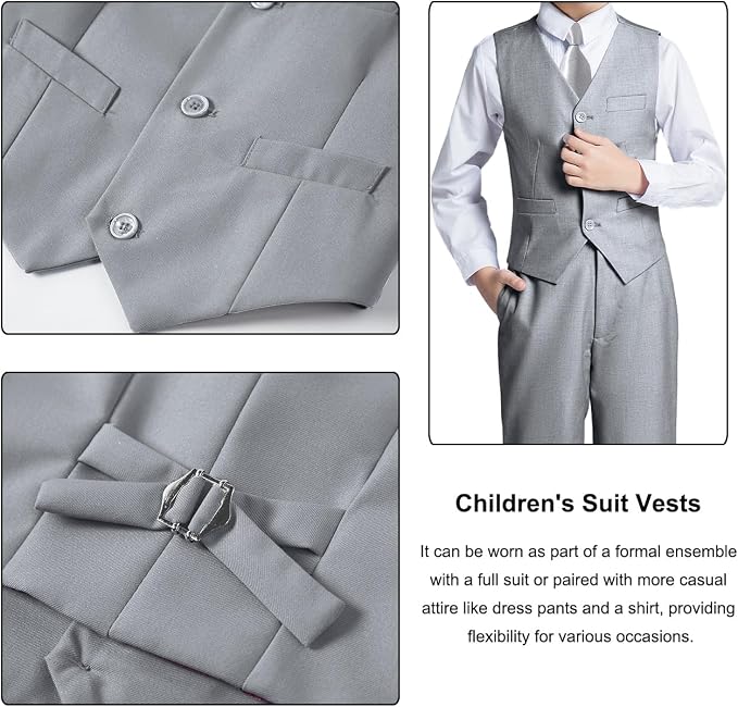 Boys Suit for Kids Teens Formal 5 Piece Tuxedo Suit Set - Image 4