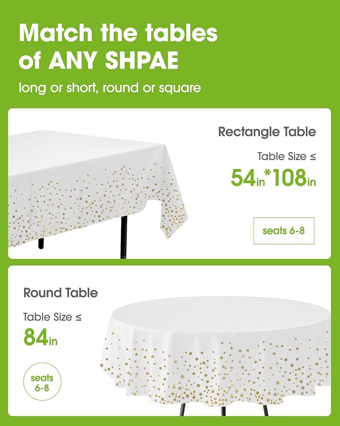 Pureegg Plastic Table Cloth Disposable 8 Pack, 54 x 108 Inch Table Cloths - Image 2