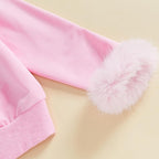 fyclemt Toddler Baby Girl Satin Pajama Set Feather Trim Long Sleeve Button - Image 6