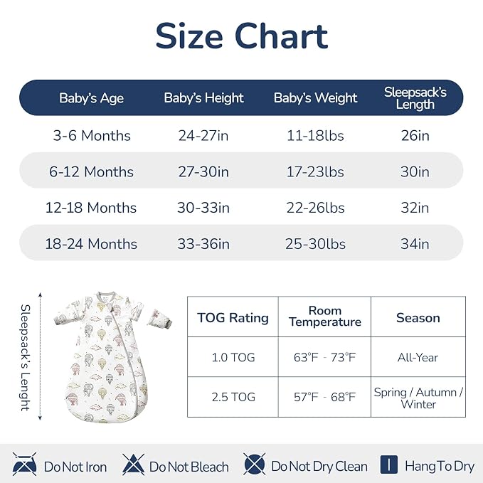 Baby Sleep Sack 18-24 Months, Cotton Detachable Long Sleeve Sleep Sack - Image 7