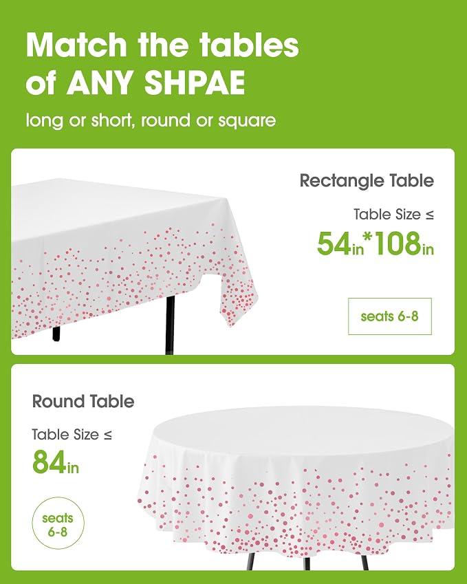 Pureegg Plastic Table Cloth Disposable 8 Pack, 54 x 108 Inch Table Cloths - Image 2