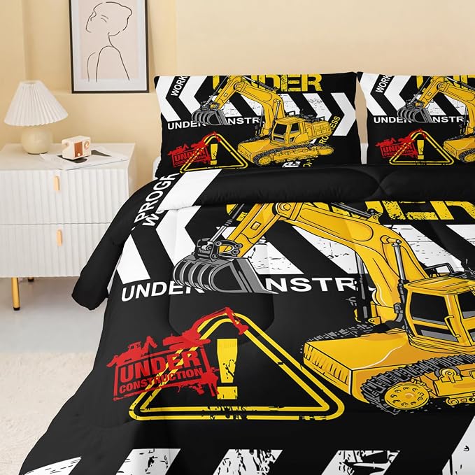 QOOMO Excavator Comforter King Size, Construction Truck Comforter Set - Image 4