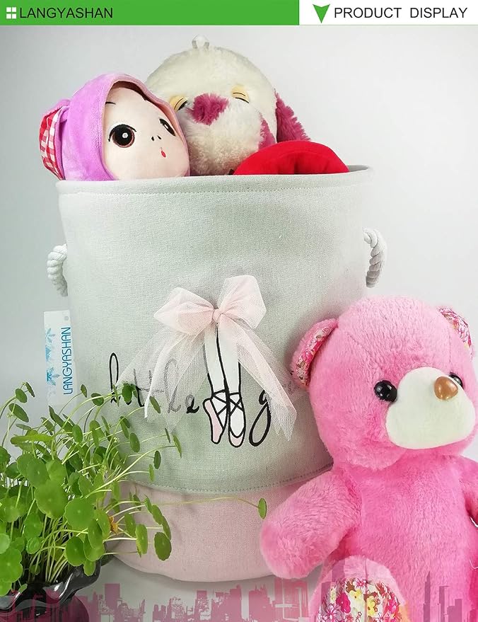 LANGYASHAN Laundry Basket Canvas Collapsible Organizer Storage Basket - Image 4