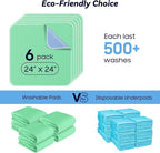 6 Pack 24” x 24” Extra Heavy Absorbency Washable Underpads, Waterproof Nursing - Image 6