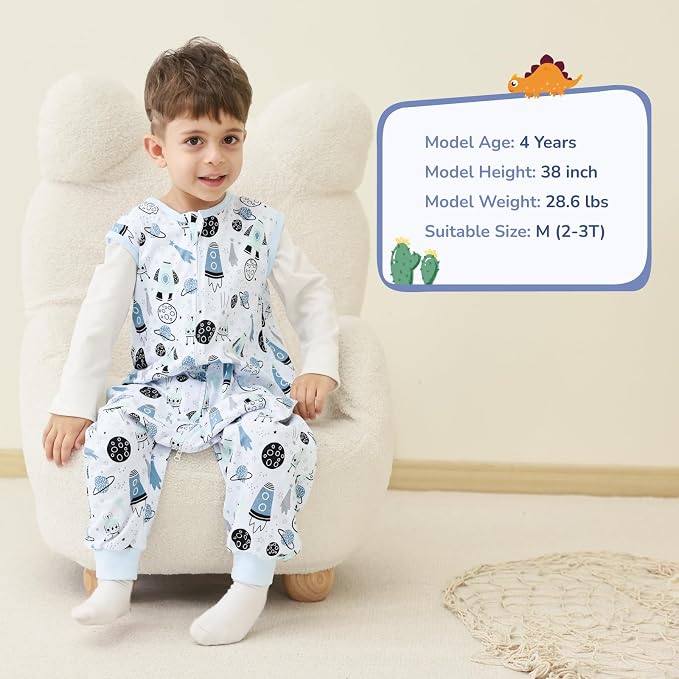 2 Pack Sleep Sack with Legs, Baby Wearable Blanket, 0.5 TOG Toddler Sleeping - Image 3