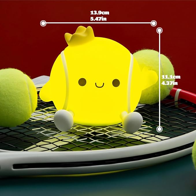 Tennis Nursery Night Light, LED Squishy Silicone Lamp, 2 Levels Dimmable - Image 2