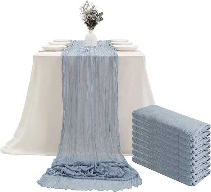 DOLOPL 8PCS Dusty Blue Cheesecloth Table Runner Bulk 13.3ft Boho Gauze Cheese by DOLOPLOfficial