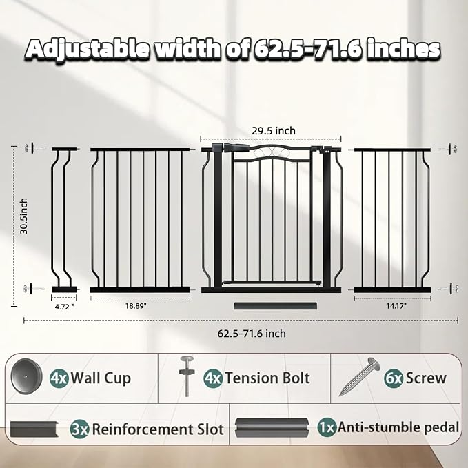 62.5"-71.6" Extra Wide Baby Gate - Image 2
