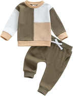 Toddler Baby Boy Fall Clothes Waffle Outfit Long Sleeve Color Blocking by Fufuriprefer