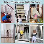 WAOWAO Triple Lock 77.17-84.65" Baby Gate Extra Wide Pressure Mounted Walk - Image 6