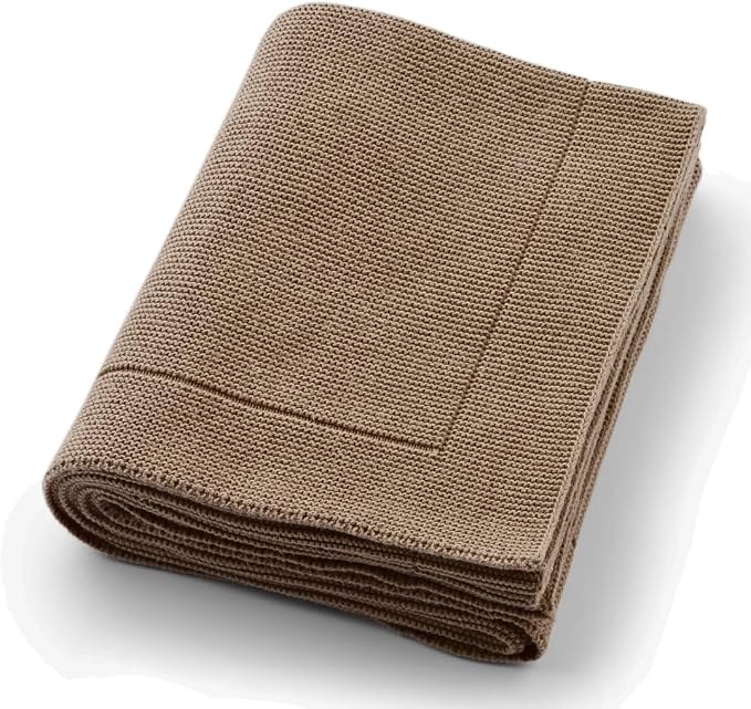 Knitted Organic Cotton Baby Blanket- Swaddle Blanket by huxie