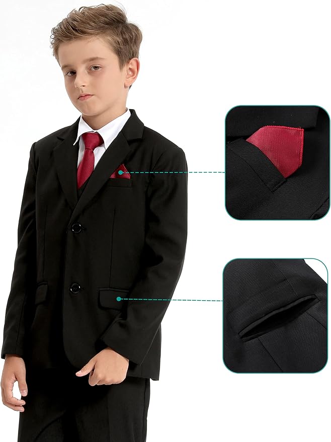 A&J DESIGN Boys 7-Piece Formal Suit Ring Bearer Outfit - Image 4